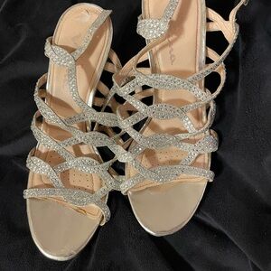 Elegant Silver Strappy Women's Heels